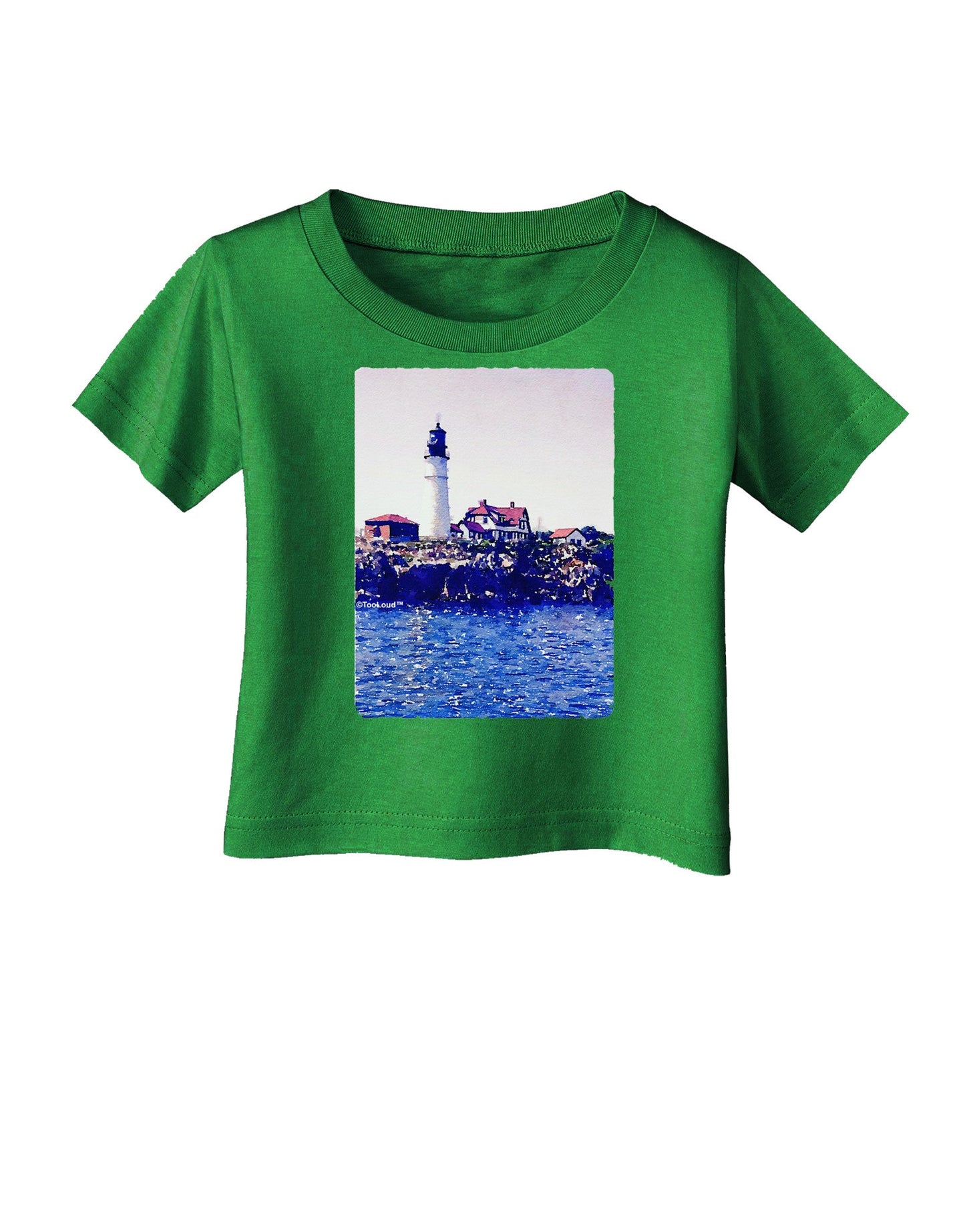 Watercolor Lighthouse 2 Infant T-Shirt Dark-Infant T-Shirt-TooLoud-Clover-Green-06-Months-Davson Sales