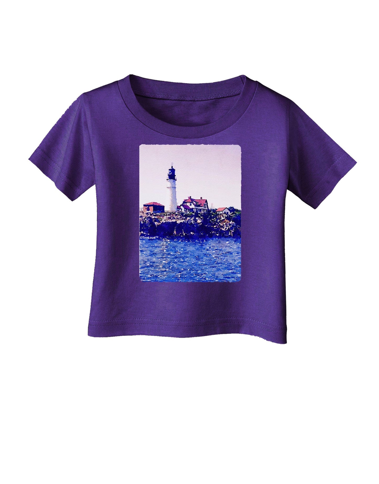 Watercolor Lighthouse 2 Infant T-Shirt Dark-Infant T-Shirt-TooLoud-Purple-06-Months-Davson Sales
