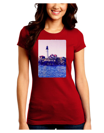 Watercolor Lighthouse 2 Juniors Crew Dark T-Shirt-T-Shirts Juniors Tops-TooLoud-Red-Juniors Fitted Small-Davson Sales