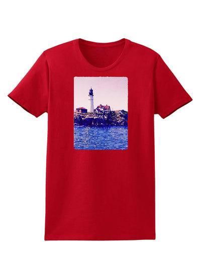 Watercolor Lighthouse 2 Womens Dark T-Shirt-TooLoud-Red-X-Small-Davson Sales