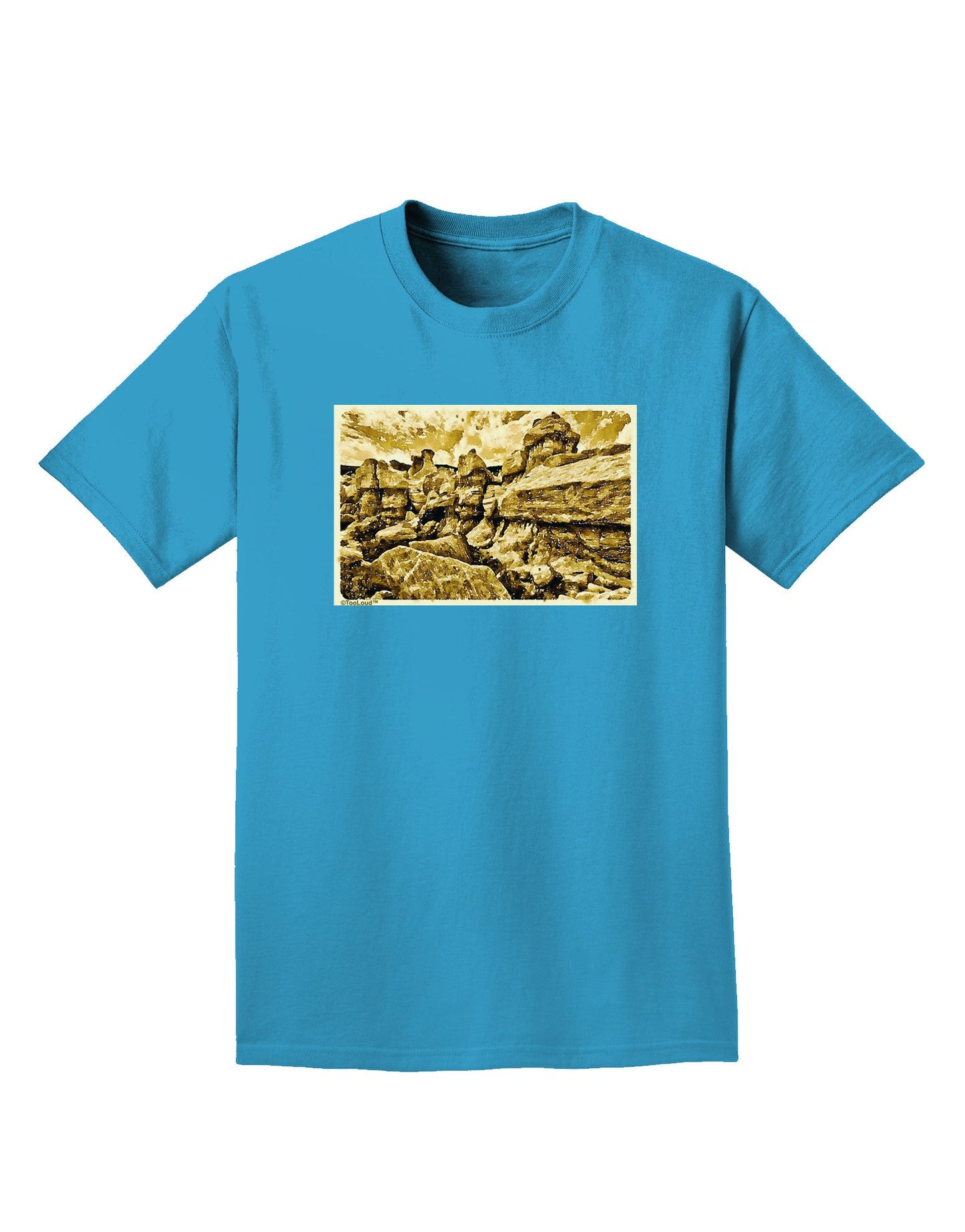 Watercolor Mountains Colorado Adult Dark T-Shirt-Mens T-Shirt-TooLoud-Turquoise-Small-Davson Sales