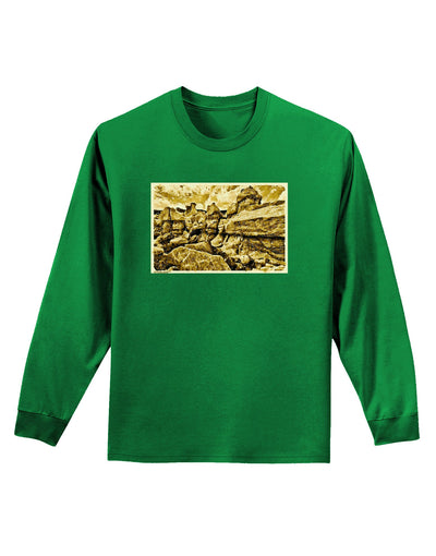 Watercolor Mountains Colorado Adult Long Sleeve Dark T-Shirt-TooLoud-Kelly-Green-Small-Davson Sales