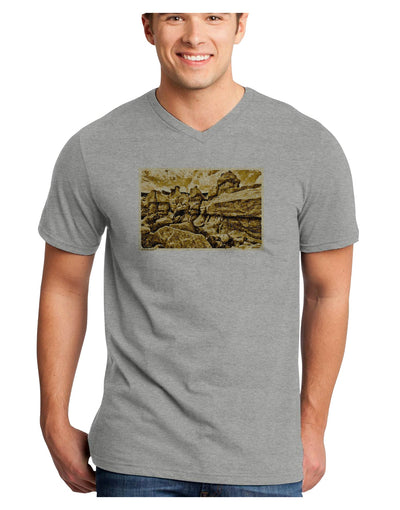 Watercolor Mountains Colorado Adult V-Neck T-shirt-Mens V-Neck T-Shirt-TooLoud-HeatherGray-Small-Davson Sales