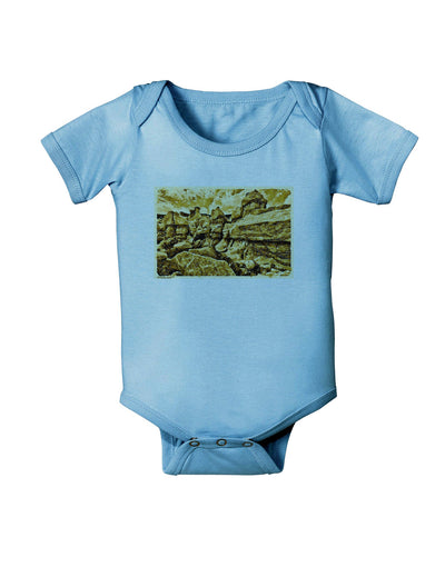 Watercolor Mountains Colorado Baby Romper Bodysuit-Baby Romper-TooLoud-LightBlue-06-Months-Davson Sales