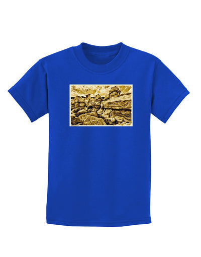 Watercolor Mountains Colorado Childrens Dark T-Shirt-Childrens T-Shirt-TooLoud-Royal-Blue-X-Small-Davson Sales