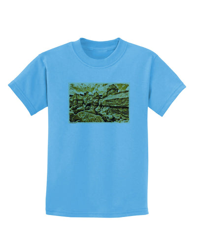 Watercolor Mountains Colorado Childrens T-Shirt-Childrens T-Shirt-TooLoud-Aquatic-Blue-X-Small-Davson Sales