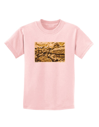 Watercolor Mountains Colorado Childrens T-Shirt-Childrens T-Shirt-TooLoud-PalePink-X-Small-Davson Sales