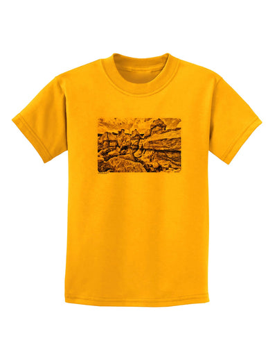 Watercolor Mountains Colorado Childrens T-Shirt-Childrens T-Shirt-TooLoud-Gold-X-Small-Davson Sales