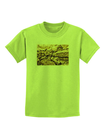 Watercolor Mountains Colorado Childrens T-Shirt-Childrens T-Shirt-TooLoud-Lime-Green-X-Small-Davson Sales