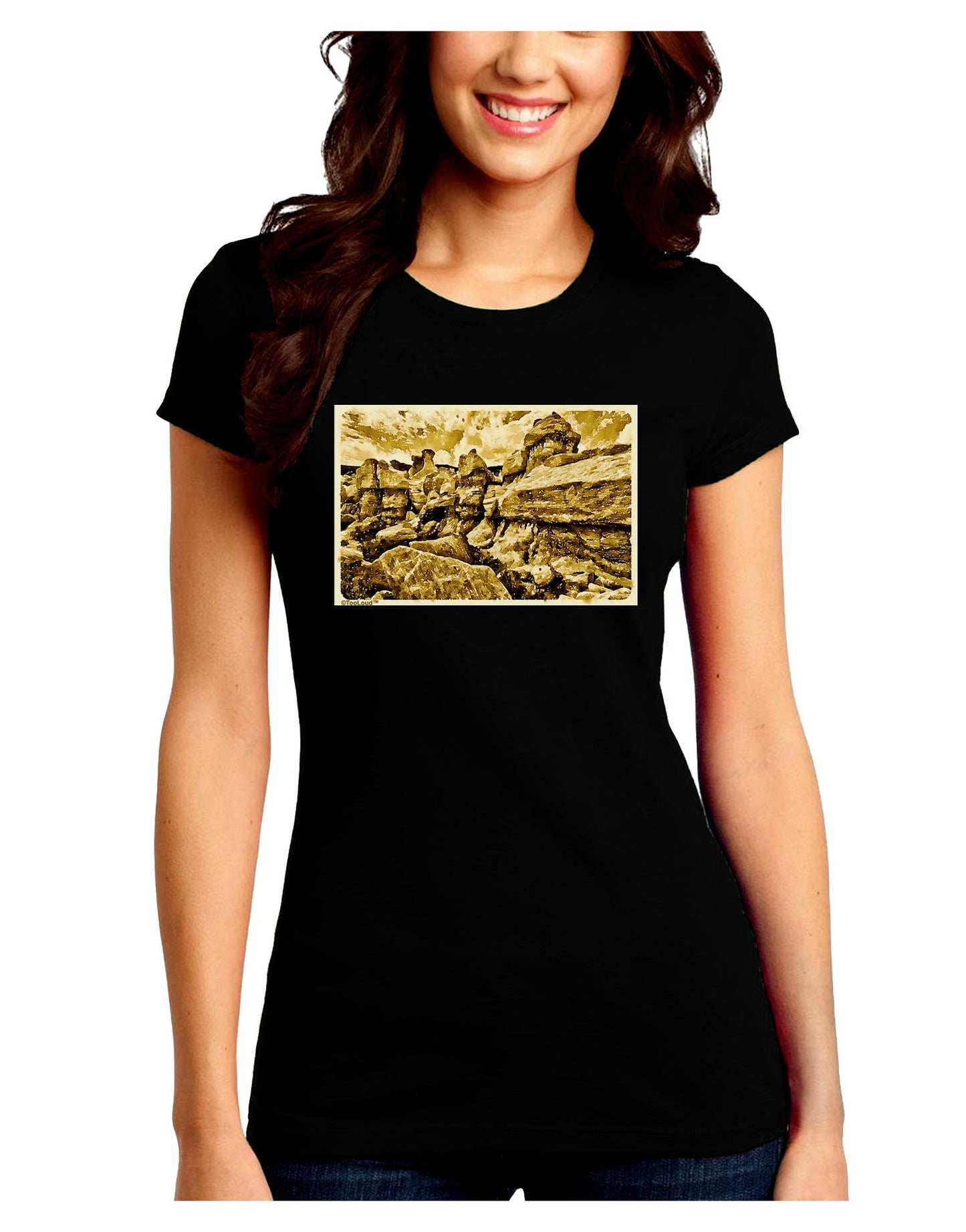 Watercolor Mountains Colorado Juniors Petite Crew Dark T-Shirt-T-Shirts Juniors Tops-TooLoud-Black-Juniors Fitted Small-Davson Sales