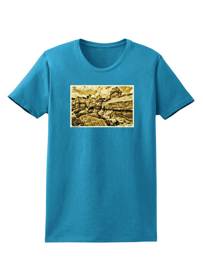 Watercolor Mountains Colorado Womens Dark T-Shirt-TooLoud-Turquoise-X-Small-Davson Sales