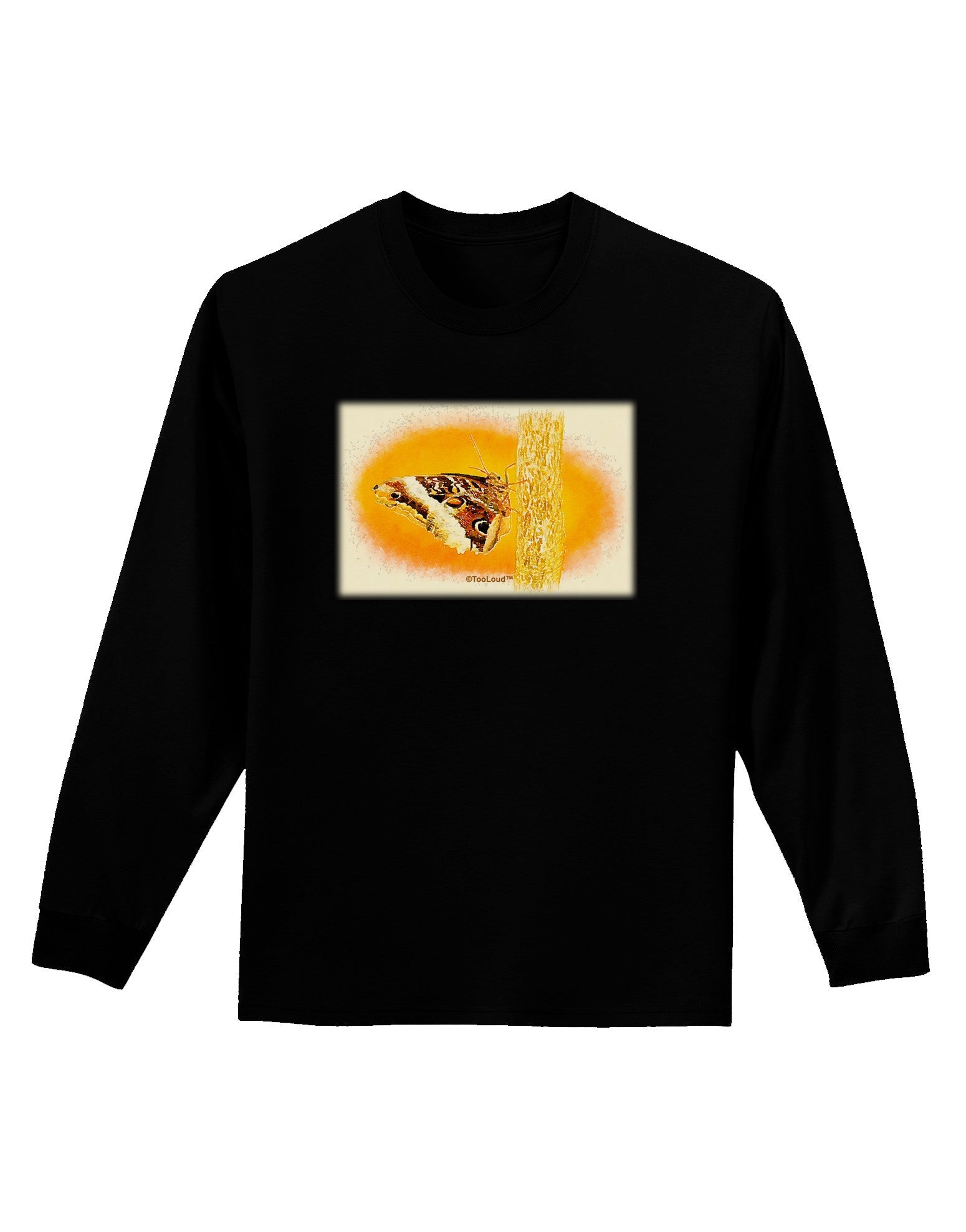 Watercolor Owl Moth Adult Long Sleeve Dark T-Shirt-TooLoud-Black-Small-Davson Sales