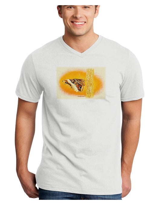 Watercolor Owl Moth Adult V-Neck T-shirt-Mens V-Neck T-Shirt-TooLoud-White-Small-Davson Sales