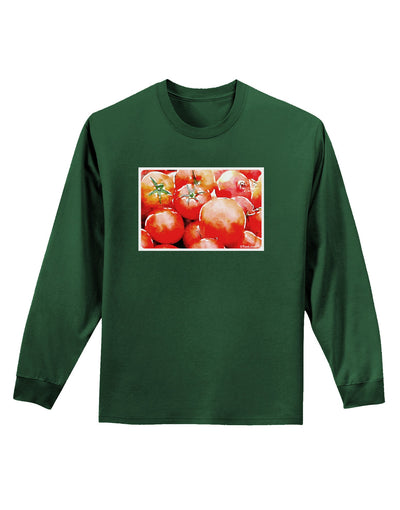 Watercolor Tomatoes Adult Long Sleeve Dark T-Shirt-TooLoud-Dark-Green-Small-Davson Sales