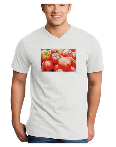 Watercolor Tomatoes Adult V-Neck T-shirt-Mens V-Neck T-Shirt-TooLoud-White-Small-Davson Sales