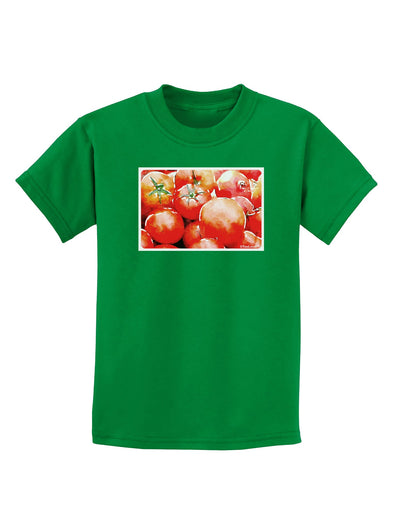 Watercolor Tomatoes Childrens Dark T-Shirt-Childrens T-Shirt-TooLoud-Kelly-Green-X-Small-Davson Sales