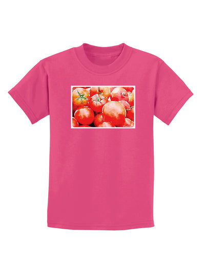 Watercolor Tomatoes Childrens Dark T-Shirt-Childrens T-Shirt-TooLoud-Sangria-X-Small-Davson Sales