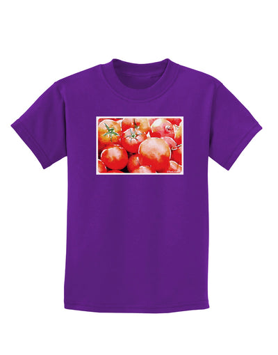 Watercolor Tomatoes Childrens Dark T-Shirt-Childrens T-Shirt-TooLoud-Purple-X-Small-Davson Sales