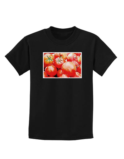 Watercolor Tomatoes Childrens Dark T-Shirt-Childrens T-Shirt-TooLoud-Black-X-Small-Davson Sales