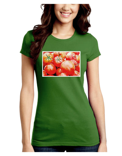 Watercolor Tomatoes Juniors Crew Dark T-Shirt-T-Shirts Juniors Tops-TooLoud-Kiwi-Green-Juniors Fitted Small-Davson Sales