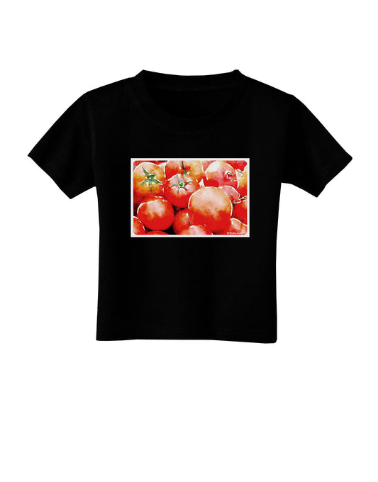 Watercolor Tomatoes Toddler T-Shirt Dark-Toddler T-Shirt-TooLoud-Black-2T-Davson Sales