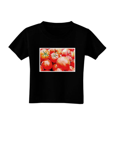 Watercolor Tomatoes Toddler T-Shirt Dark-Toddler T-Shirt-TooLoud-Black-2T-Davson Sales