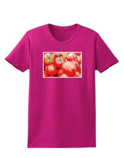 Watercolor Tomatoes Womens Dark T-Shirt-TooLoud-Hot-Pink-Small-Davson Sales