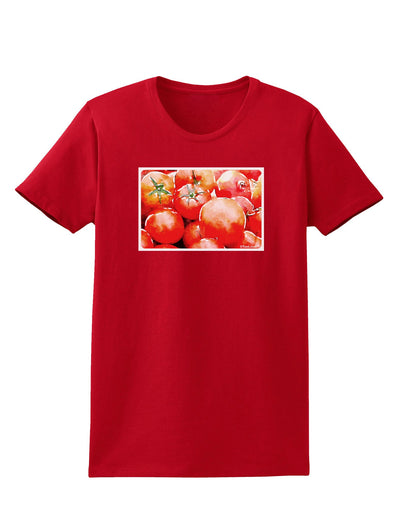 Watercolor Tomatoes Womens Dark T-Shirt-TooLoud-Red-X-Small-Davson Sales