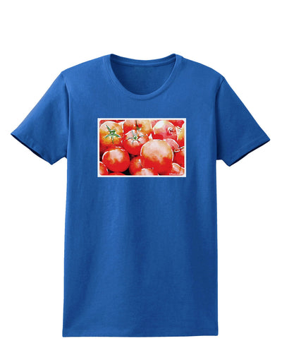 Watercolor Tomatoes Womens Dark T-Shirt-TooLoud-Royal-Blue-X-Small-Davson Sales