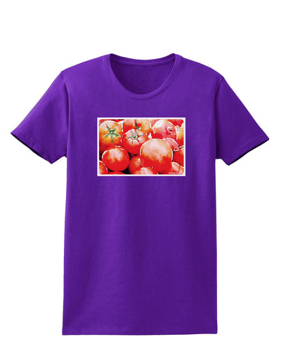 Watercolor Tomatoes Womens Dark T-Shirt-TooLoud-Purple-X-Small-Davson Sales