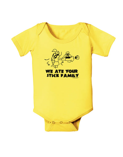 We Ate Your Stick Family - Funny Baby Romper Bodysuit by TooLoud-Baby Romper-TooLoud-Yellow-06-Months-Davson Sales