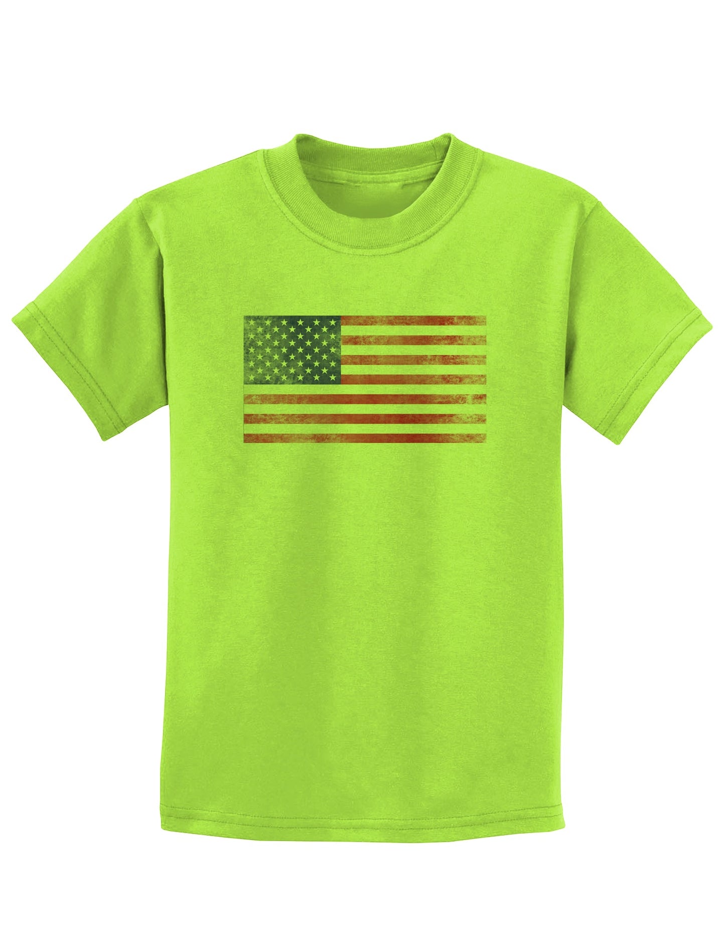 Weathered American Flag Childrens T-Shirt-Childrens T-Shirt-TooLoud-Lime-Green-X-Small-Davson Sales