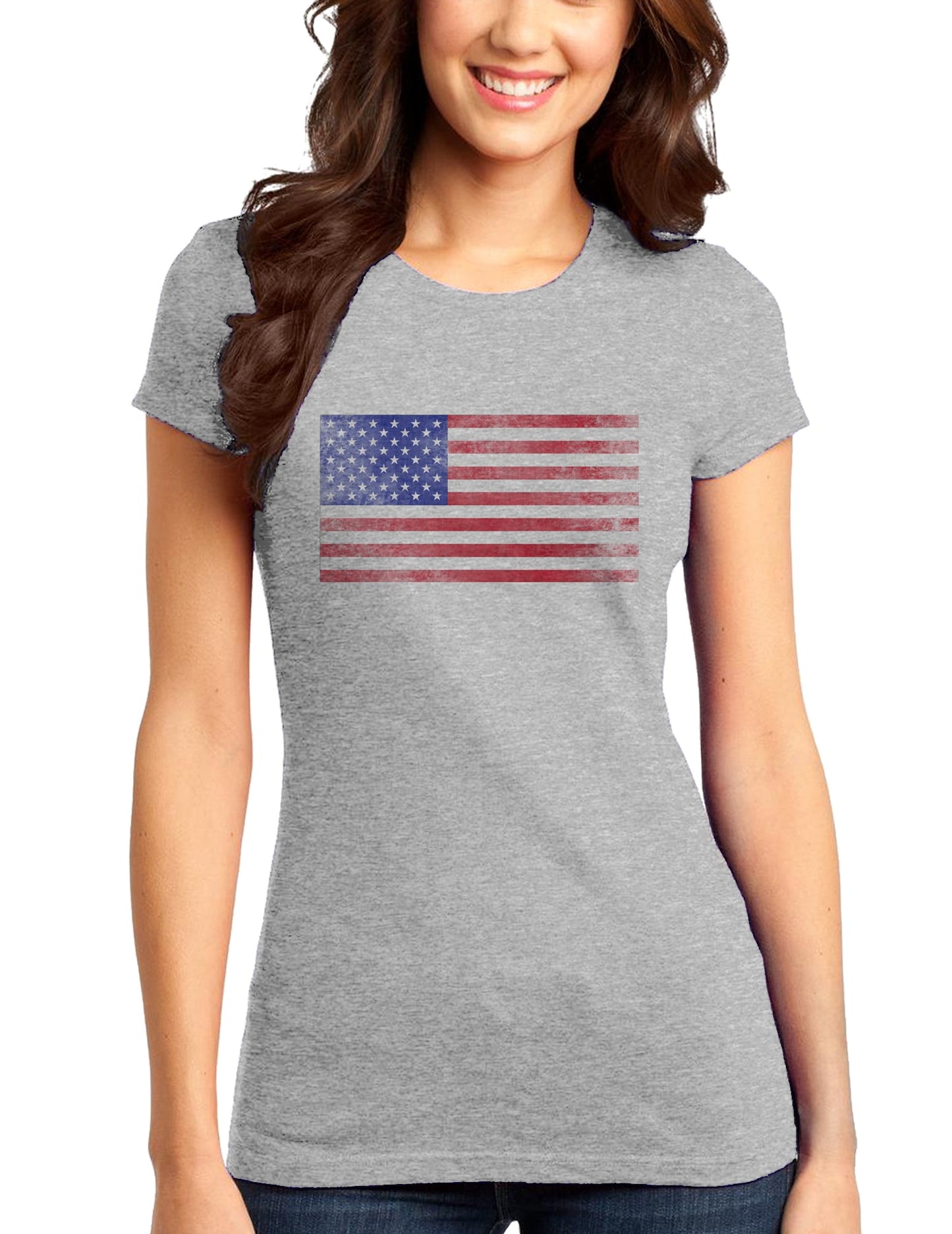 Weathered American Flag Juniors T-Shirt-Womens Juniors T-Shirt-TooLoud-Heather-Gray-Small-Davson Sales