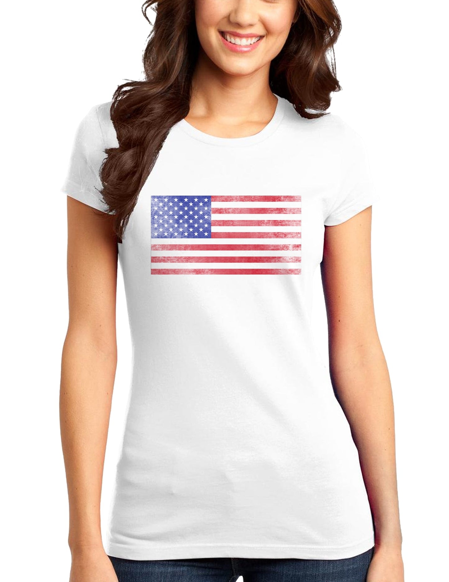 Weathered American Flag Juniors T-Shirt-Womens Juniors T-Shirt-TooLoud-White-Small-Davson Sales