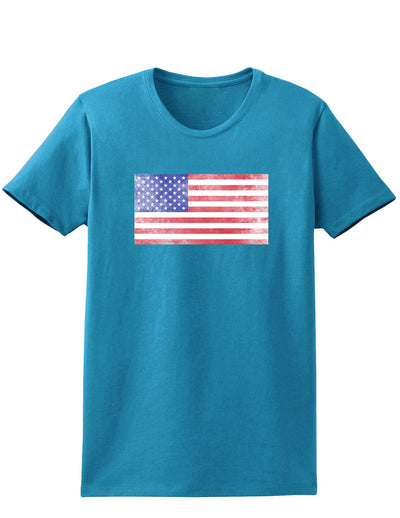 Weathered American Flag Womens Dark T-Shirt-TooLoud-Turquoise-X-Small-Davson Sales