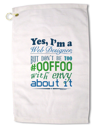 Web Designer -00FF00 With Envy Premium Cotton Golf Towel - 16 x 25 inch-Golf Towel-TooLoud-16x25"-Davson Sales