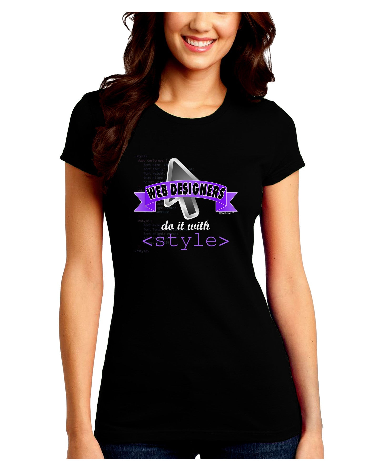 Web Designers - Style Juniors Petite Crew Dark T-Shirt-T-Shirts Juniors Tops-TooLoud-Black-Juniors Fitted Small-Davson Sales