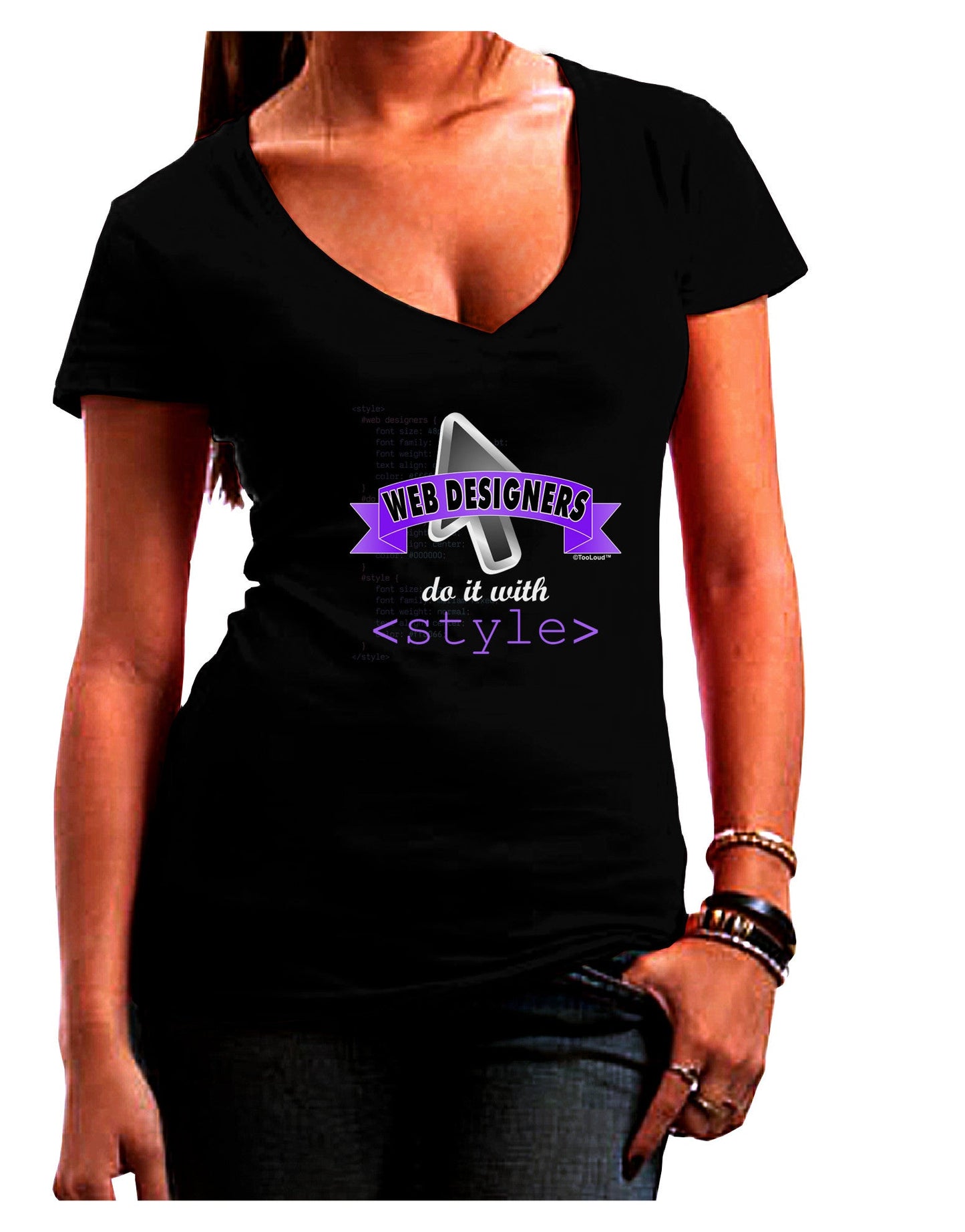 Web Designers - Style Womens V-Neck Dark T-Shirt-Womens V-Neck T-Shirts-TooLoud-Black-Juniors Fitted Small-Davson Sales