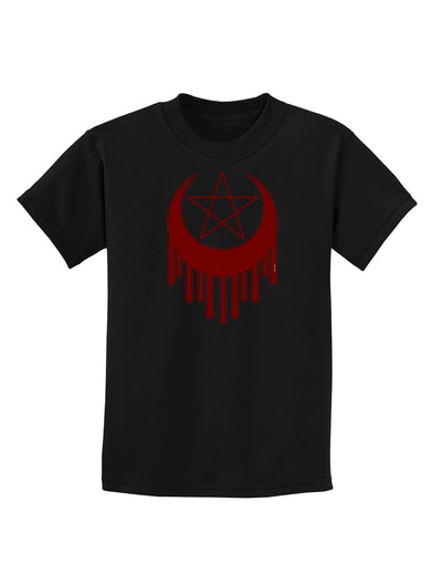 Weeping Crescent Blood Moon Star Childrens Dark T-Shirt-Childrens T-Shirt-TooLoud-Black-X-Small-Davson Sales