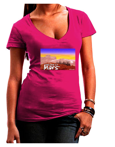 Welcome to Mars Womens V-Neck Dark T-Shirt-Womens V-Neck T-Shirts-TooLoud-Hot-Pink-Juniors Fitted Small-Davson Sales