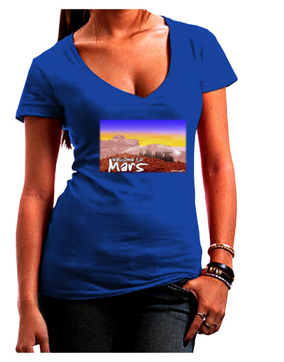 Welcome to Mars Womens V-Neck Dark T-Shirt-Womens V-Neck T-Shirts-TooLoud-Royal-Blue-Juniors Fitted Small-Davson Sales