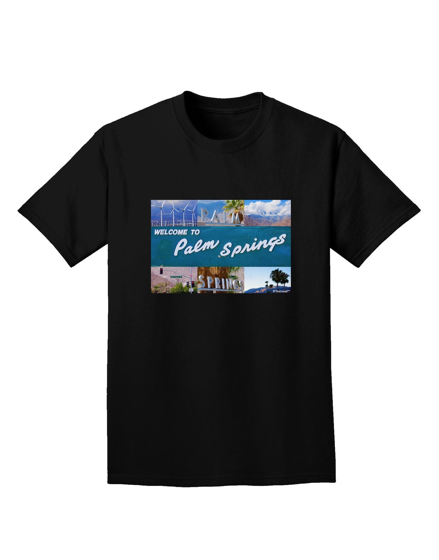 Welcome to Palm Springs Collage Adult Dark T-Shirt-Mens T-Shirt-TooLoud-Black-Small-Davson Sales