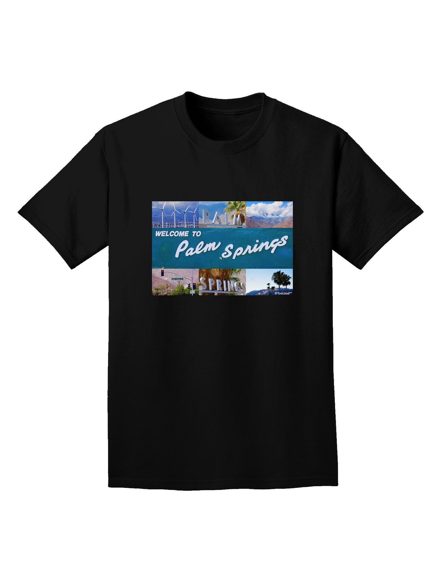 Welcome to Palm Springs Collage Adult Dark T-Shirt-Mens T-Shirt-TooLoud-Black-Small-Davson Sales
