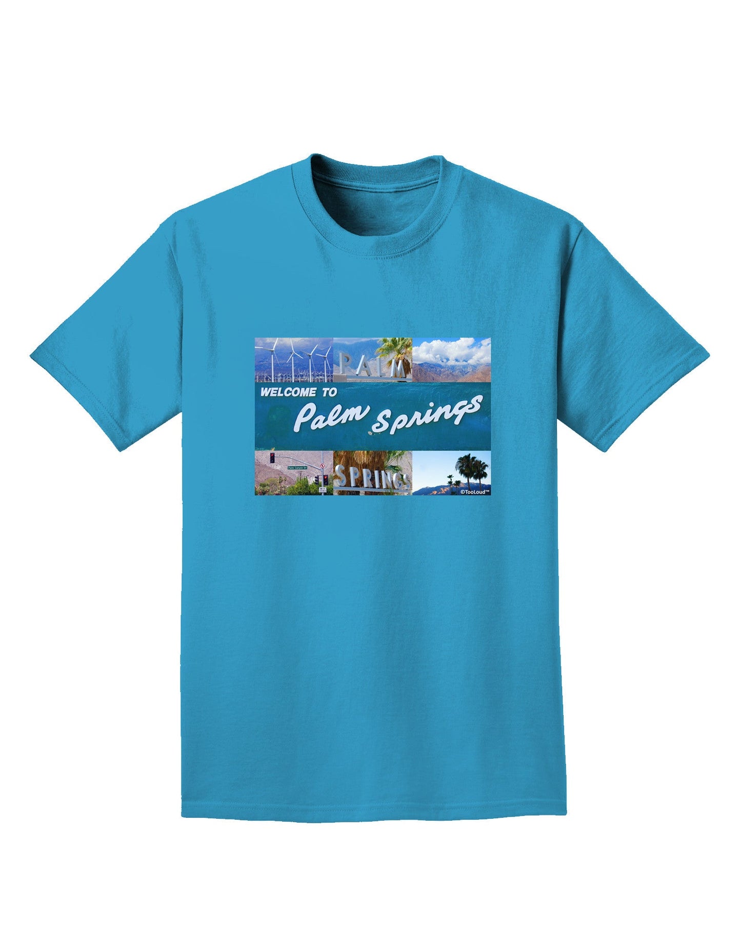 Welcome to Palm Springs Collage Adult Dark T-Shirt-Mens T-Shirt-TooLoud-Turquoise-Small-Davson Sales