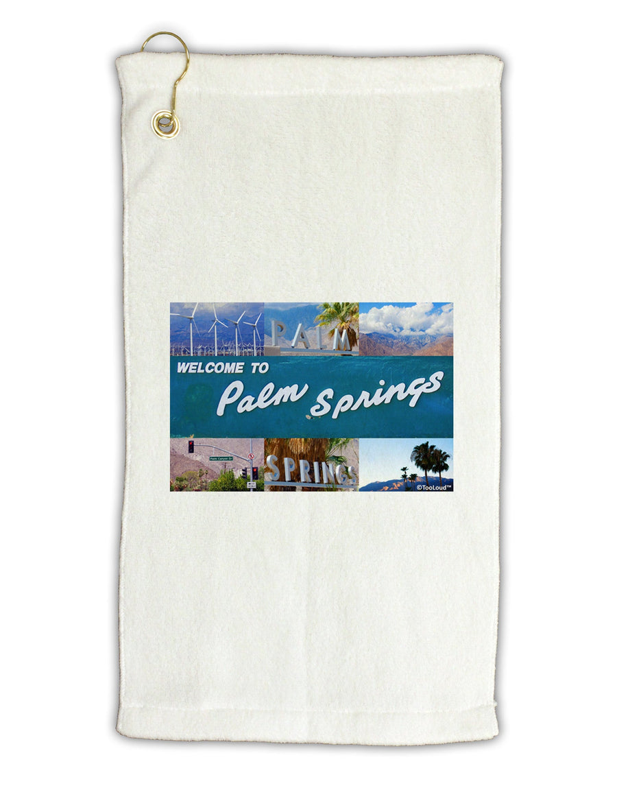 Welcome to Palm Springs Collage Micro Terry Gromet Golf Towel 16 x 25 inch-Golf Towel-TooLoud-White-Davson Sales