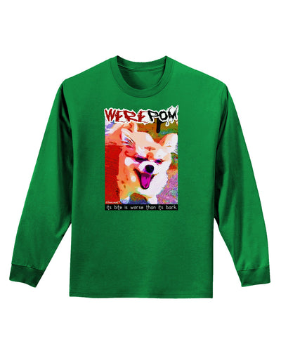 WerePom - Werewolf Pomeranian Adult Long Sleeve Dark T-Shirt by TooLoud-TooLoud-Kelly-Green-Small-Davson Sales