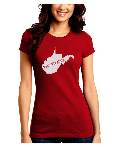 West Virginia - United States Shape Juniors Crew Dark T-Shirt-T-Shirts Juniors Tops-TooLoud-Red-Juniors Fitted Small-Davson Sales