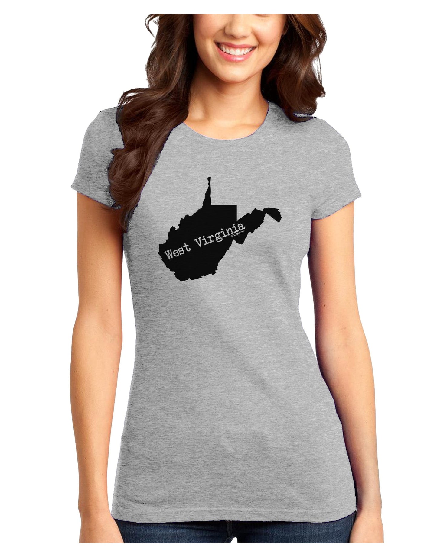 West Virginia - United States Shape Juniors T-Shirt-Womens Juniors T-Shirt-TooLoud-Ash-Gray-Juniors Fitted X-Small-Davson Sales