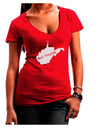 West Virginia - United States Shape Juniors V-Neck Dark T-Shirt-Womens V-Neck T-Shirts-TooLoud-Red-Juniors Fitted Small-Davson Sales