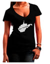 West Virginia - United States Shape Juniors V-Neck Dark T-Shirt-Womens V-Neck T-Shirts-TooLoud-Black-Juniors Fitted Small-Davson Sales